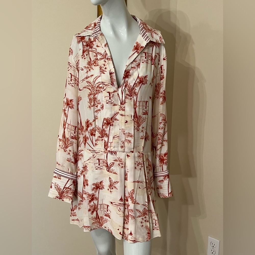 Frame Red Toile Drop Wasit Minidress. Size medium.